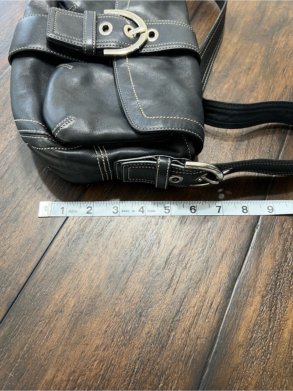 Coach Soho Flap Bag Black Leather Silver Buckle Shoulder Strap Vintage Y2K - Picture 14 of 14